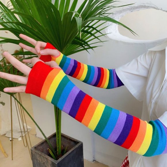 NEW Rainbow Arm Warmers, PRIDE Arm Warmers, NEXT DAY SHIPPING! <3 - Picture 3 of 8